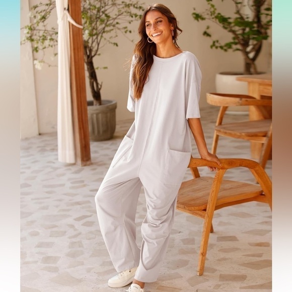 HOTSHOT TEE ONESIE Oversized Slouchy Fit Woman’s Jumpsuit in Gray Medium nwt - Picture 10 of 11